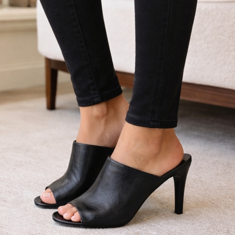 Franco Sarto Quala Y2K Office Siren Revival Open Toe Mule Heel Sandals 10M